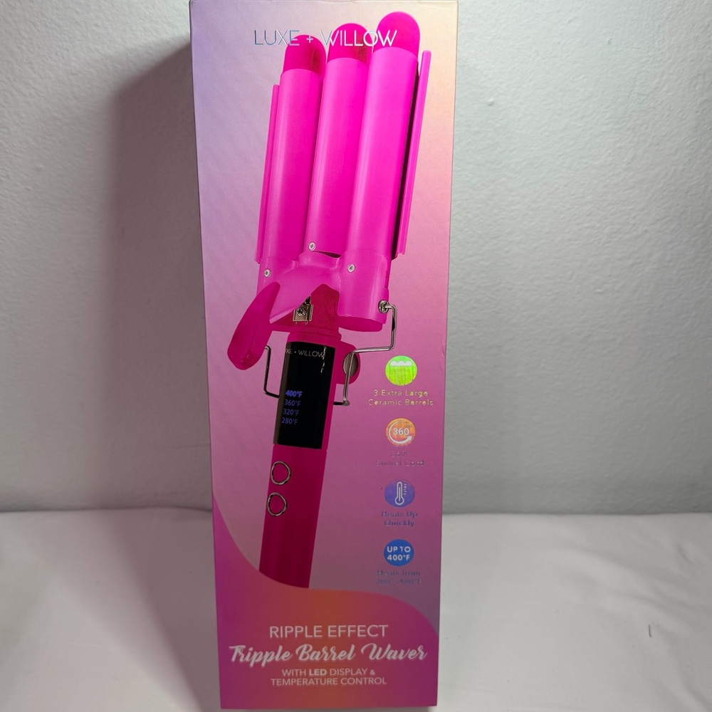 Luxe +‎ Willow  Tripple Barrel Waves Pink Hair Styling Tool - Picture 6 of 6